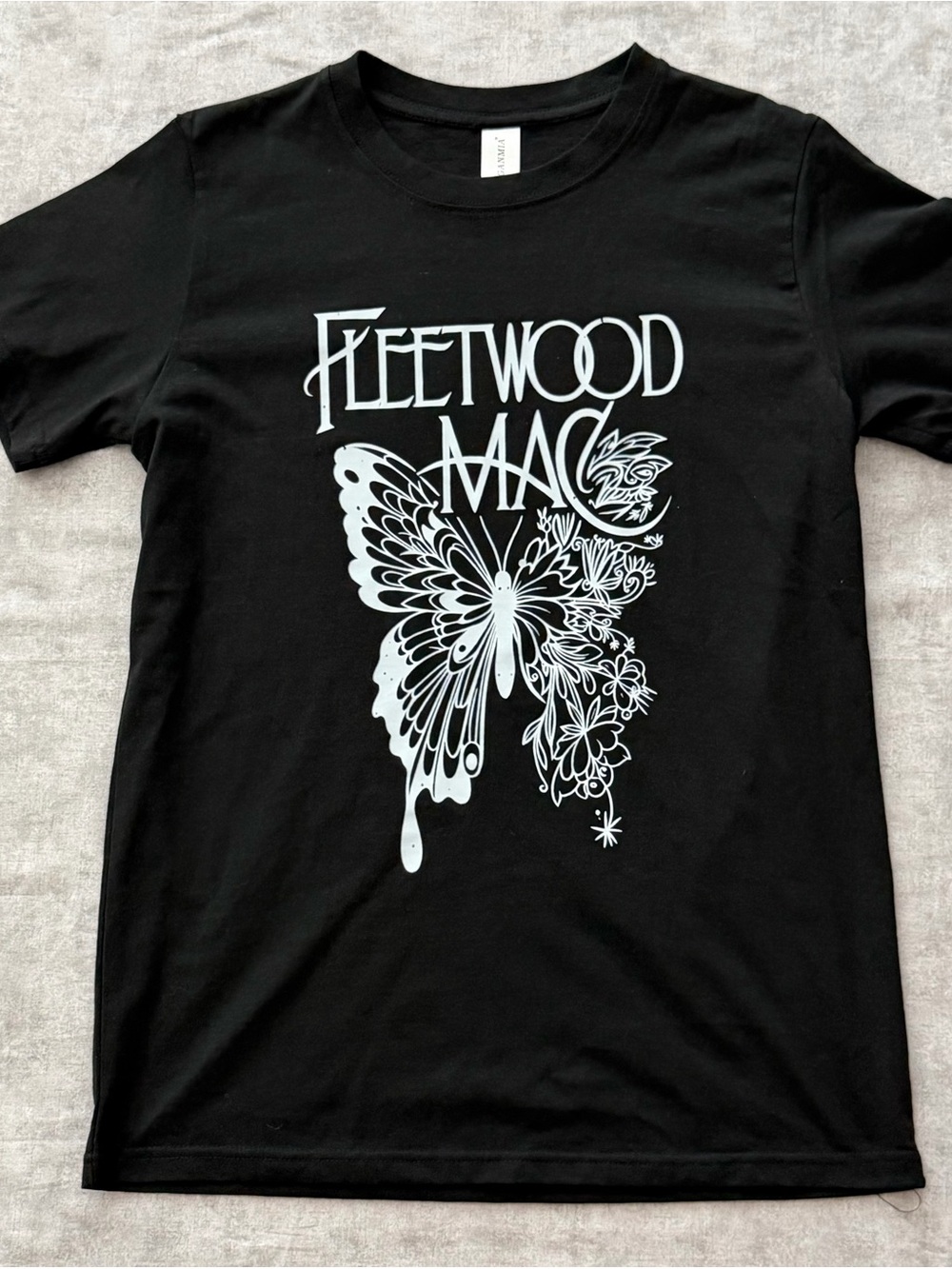 Fleetwood Mac Graphic Tee with White Butterfly Print